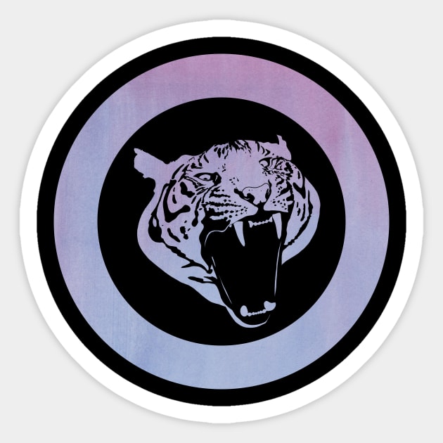 Roaring Tiger Line Drawing Sticker by Moon Lit Fox